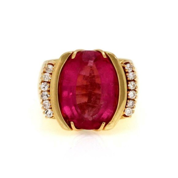 14k Yellow Gold 12.25ct Tourmaline Diamond Ring - Picture 1 of 4